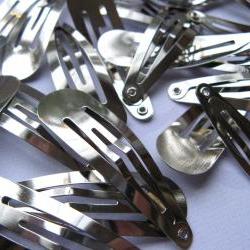 10pcs Hair Snap Clips 49mm - Silver Tone