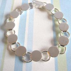 Sale - 5 Disk Loop Glue On Bracelets 7.2 inch - Silver Plated