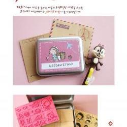 Korean DIY Wooden Stamp Set - Dark Pink